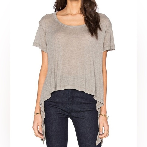 Revolve LNA Ribbon Tee Top T-Shirt Asymmetric Hem Short Sleeve Tie up Sides XS - Picture 1 of 16